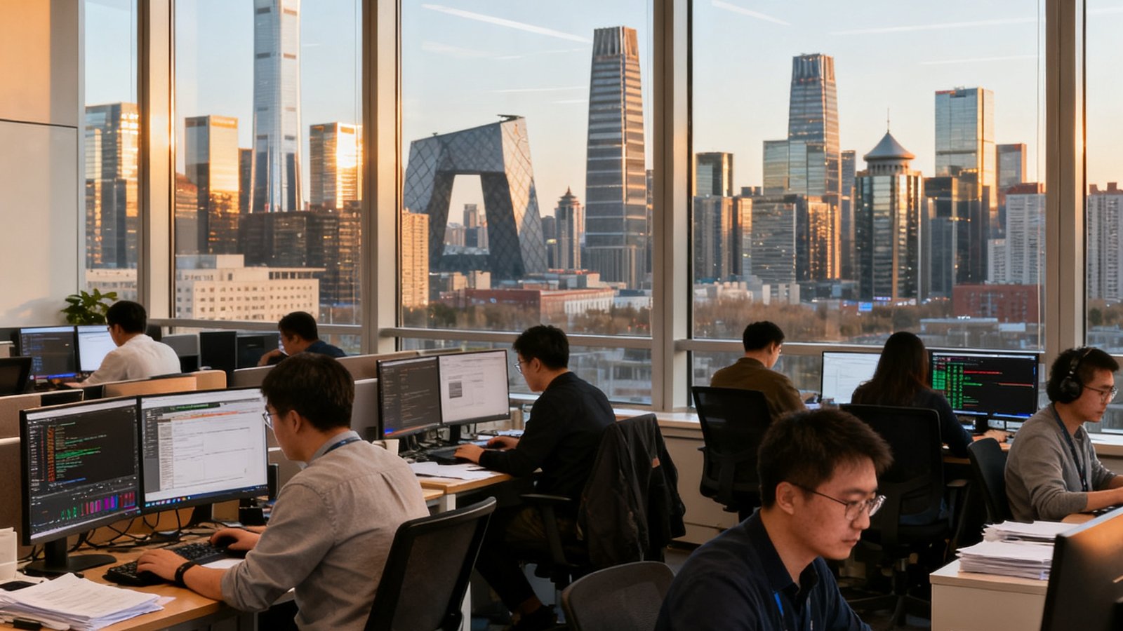 威廉希尔体育资讯位于北京朝阳区SOHO现代城的总部办公室，开放式工位上数十名编辑和数据工程师专注工作，落地窗外可以看到北京CBD的天际线